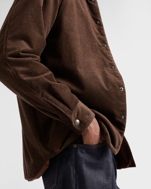 Prada Brown Logo Detailed Long-Sleeved Shirt for men