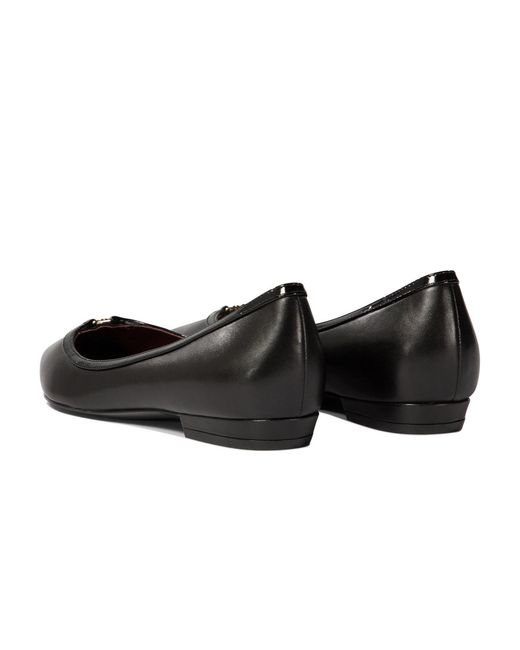 Tory Burch Black Double Buckle Pointed Toe Ballet Flats