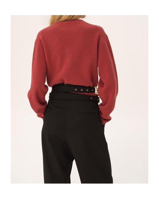 Chloé Red Chloé Logo Intarsia Knit Sweater