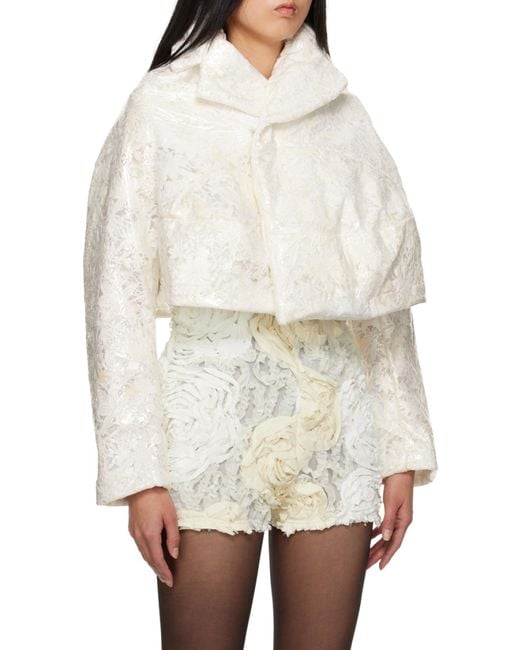 Comme des Garçons White Lapel Lace Casual Jacket