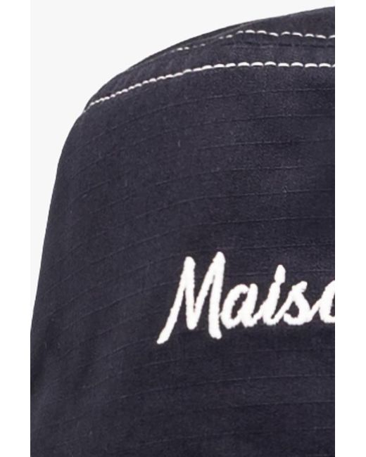 Maison Kitsuné Blue Maison Kitsuné Logo Embroidered Bucket Hat for men