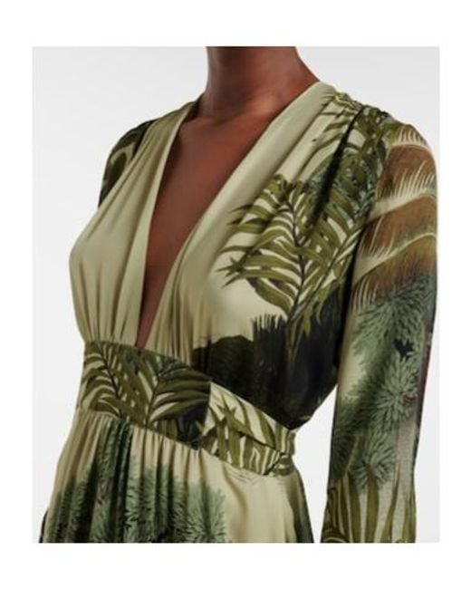 Johanna Ortiz Green Printed Silk Maxi Dress