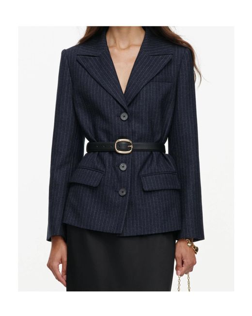 Self-Portrait Black Tailored Blazer Satin Midi Dress