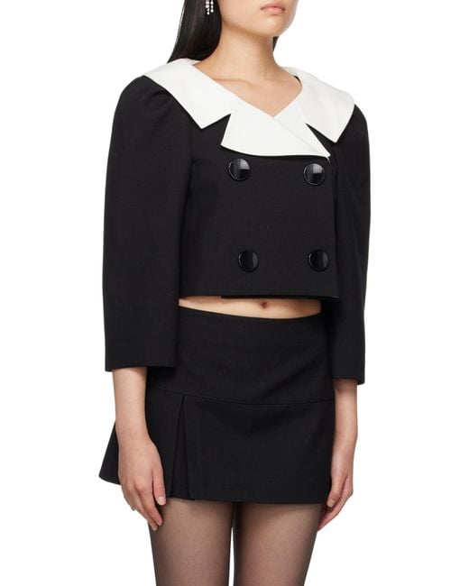 ShuShu/Tong Black Double-Breasted Wool Blazer