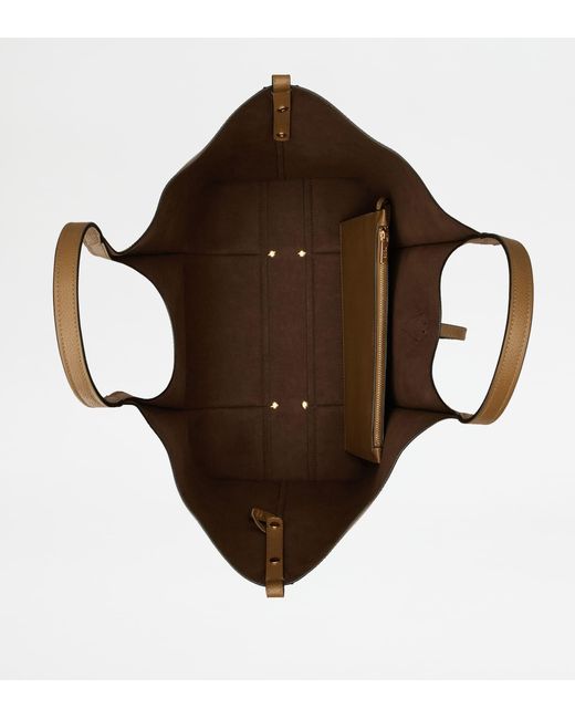 Tod's Brown T Timeless Medium Shopping Bag