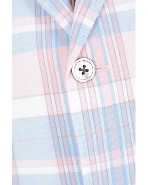 Thom Browne White Plaid-Checked Pattern Tailored Blazer for men