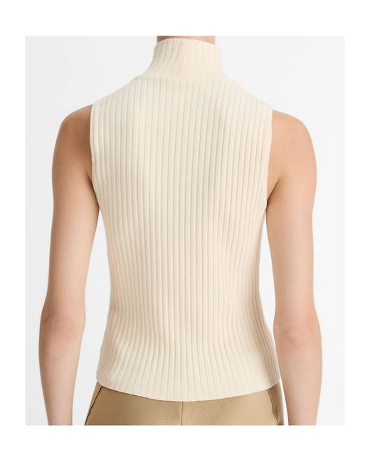 Vince White Sleeveless Turtleneck Top