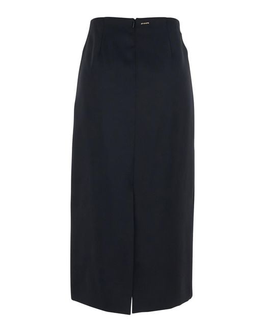 Twinset Blue Logo Plaque Zipped Skirt