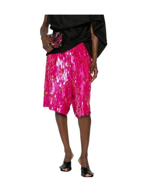Dries Van Noten Pink Sparkling Casual Shorts