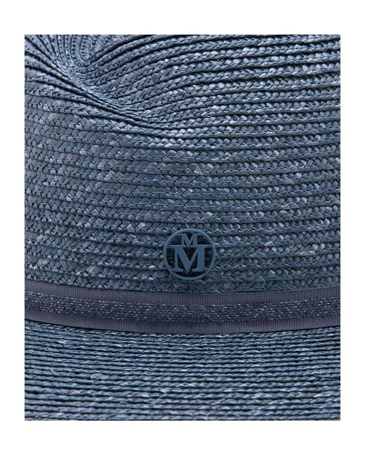 Maison Michel Blue Straw Weave Hat