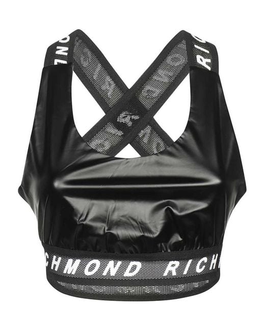 John Richmond Black Logo-Strap Performance Top