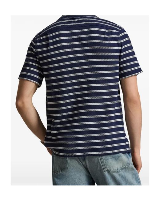 Polo Ralph Lauren Blue Striped Knit Sport Shirt for men