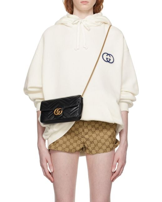 Gucci White Gg Logo Motif Embroidered Hoodie