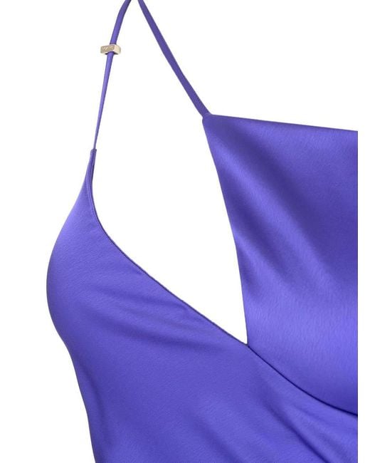 The Attico Purple The Melva Asymmetrical Maxi Dress