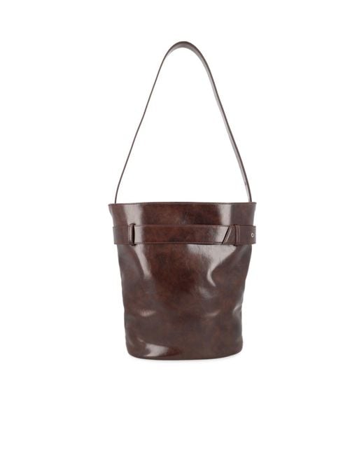 OSOI Brown Belted Bucket Bag