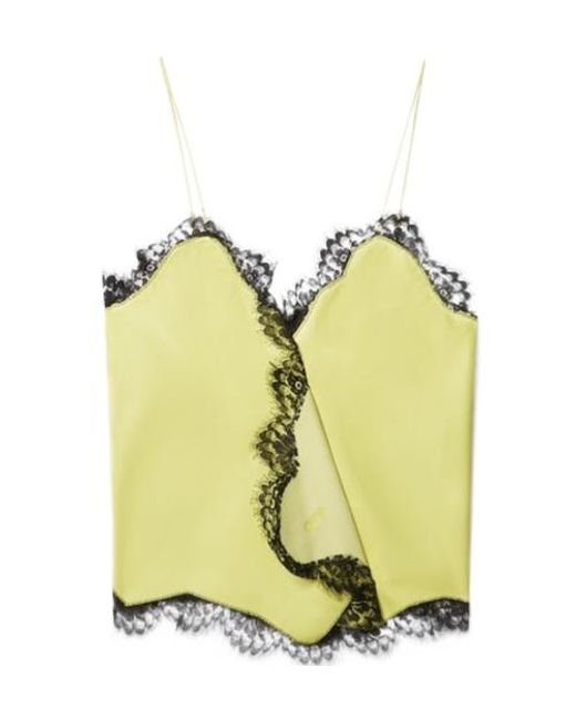 Off-White c/o Virgil Abloh Yellow Leather Lace-Detail Top