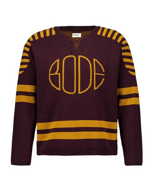 Bode Blue Sweater With Tie Neckline for men