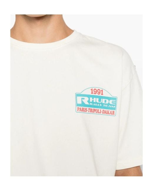 Rhude White Short-Sleeved Crewneck T-Shirt for men