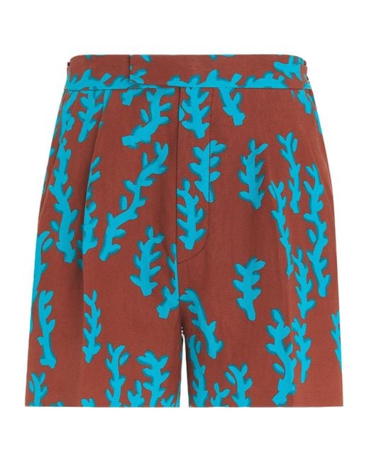 Zegna Blue Brick And Bright Oasi Lino Shorts for men
