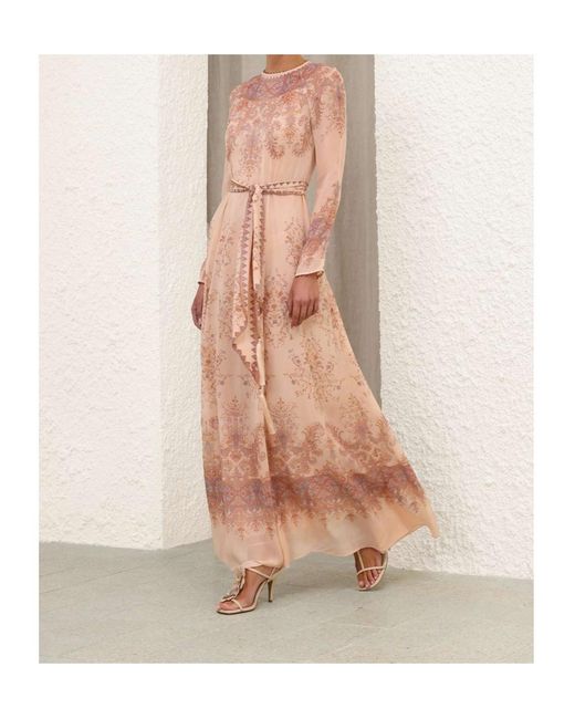 Zimmermann Pink Paisley Print Slim-Fit Dress