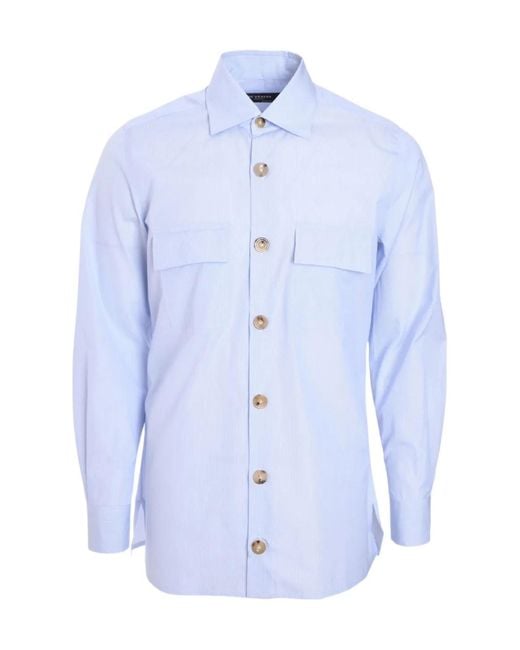 Kiton Blue Cotton Shirt for men