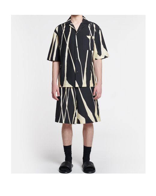 Nanushka Black Short-Sleeve Abstract-Print Shirt for men