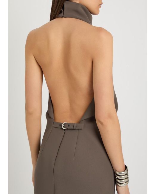 Khaite Brown Roxanne Open-Back Crepe Midi Dress