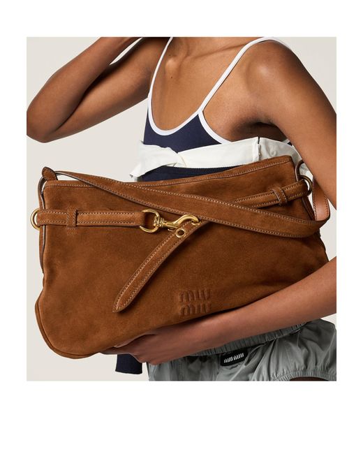 Miu Miu Brown Aventure Suede Bag