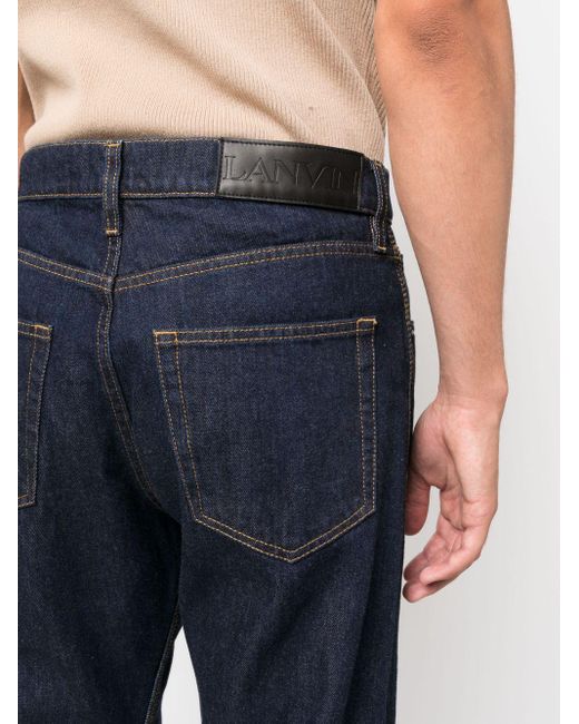 Lanvin Blue Logo Patch Mid-Rise Jeans for men