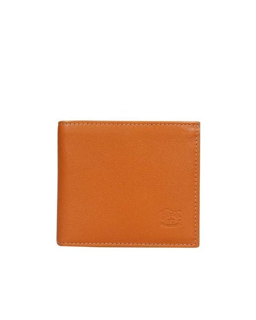 Il Bisonte Orange Logo Double Fold Wallet for men