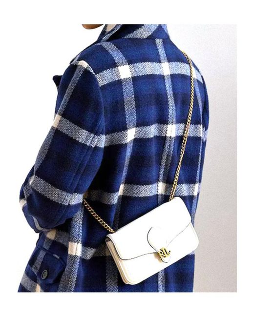 Ralph Lauren White Logo-Plaque Pebbled-Leather Clutch Bag