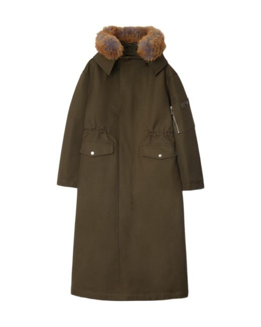 Burberry Natural Long Sleeved Faux Fur Hooded Parka