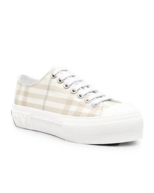 Burberry White Check-Pattern Platform Sneakers