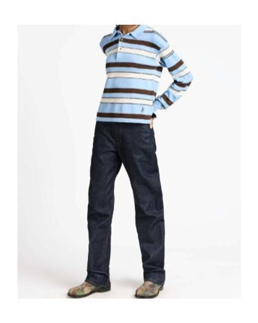 J.W. Anderson Blue Jw Anderson Knitted Striped Polo Top