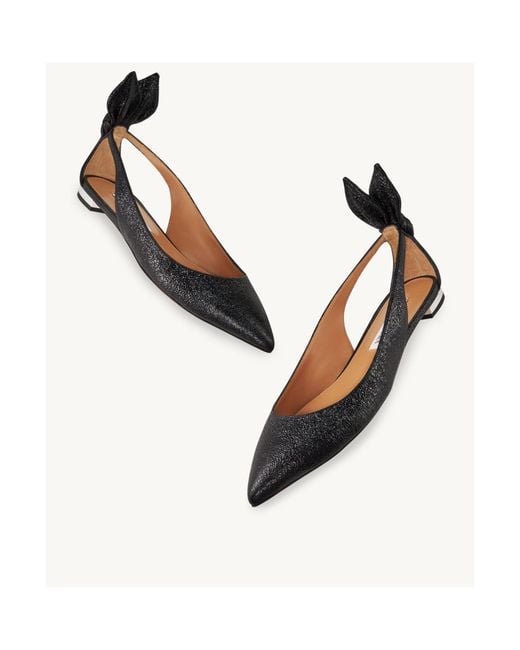 Aquazzura White Bow Tie Leather Ballerina Shoes