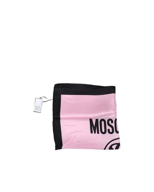 Moschino Logo Letter Question Mark Printed Silk Scarf in Pink for Men ...