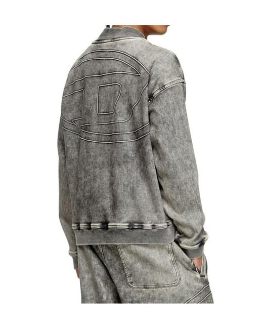DIESEL Gray D-Carly- Track Denim Zip-Up Jacket for men