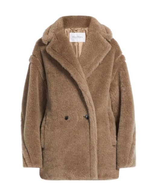 Max Mara Brown Espero Faux-Fur Double-Breasted Coat