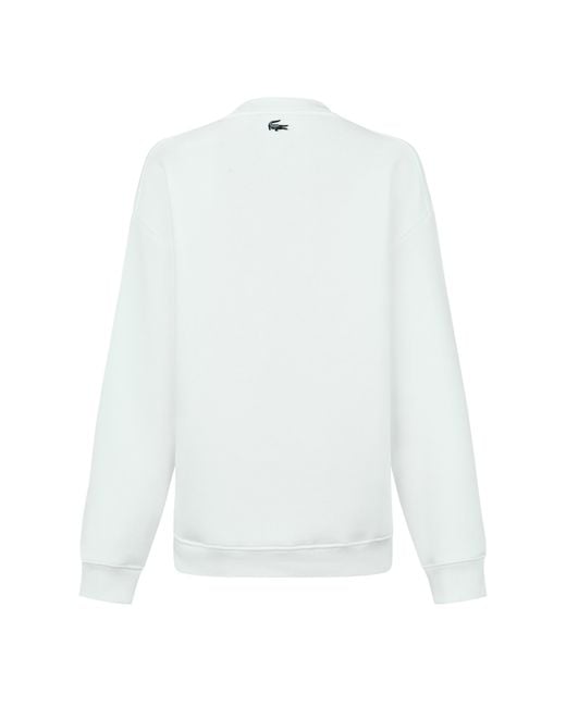 Lacoste White Minimalist Crewneck Sweatshirt
