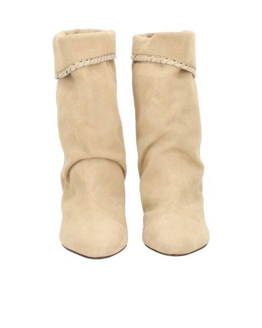 Isabel Marant Natural Dalby Tassel Cone-Heel Boots