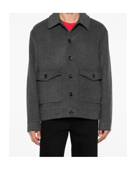 Valentino Gray Button-Up Straight Hem Jacket for men