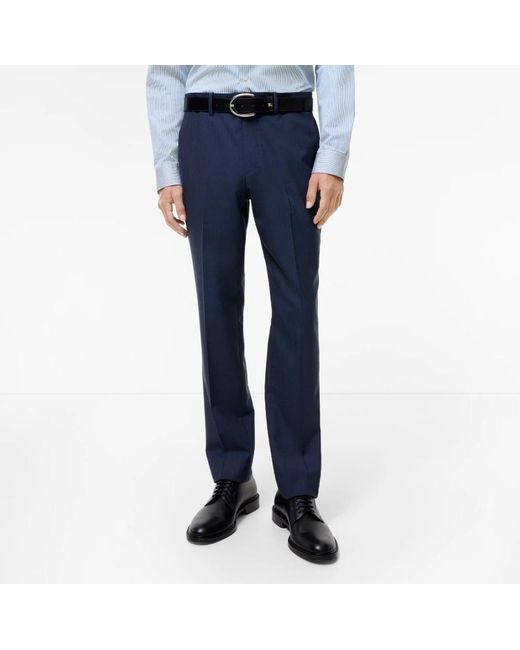 Burberry Blue Wool Bond Tailored Trousers for men