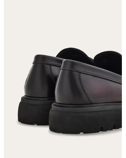 Ferragamo Black Loafer With Gancini Ornament for men