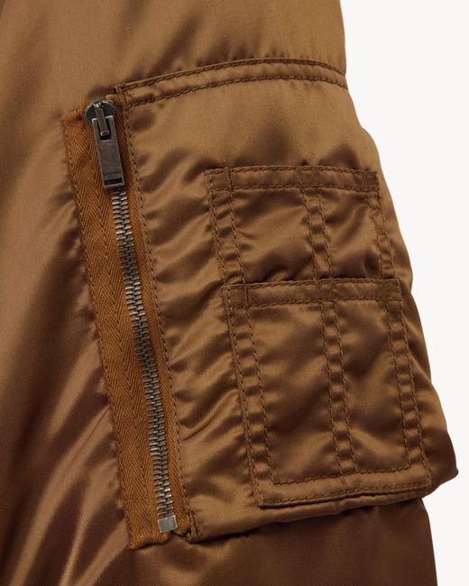 Saint Laurent Brown Zip-Up Padded Bomber Jacket