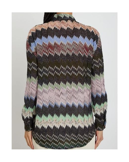 Missoni Gray Snake-Pattern Metallic-Knit Shirt