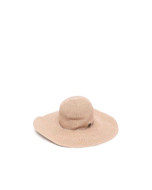 Maison Michel Pink Logo-Plaque Straw Capeline Hat