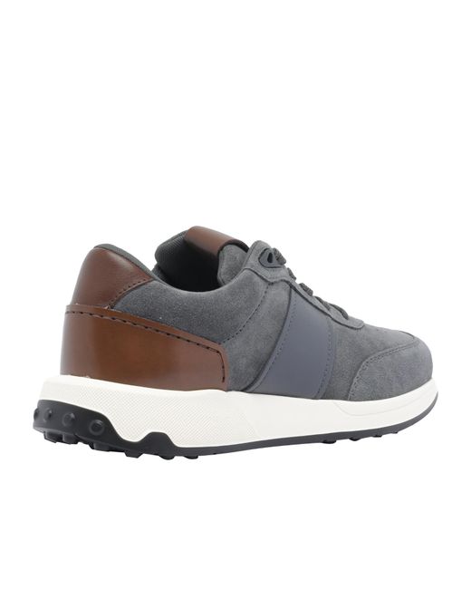Tod's Gray Panelled Lace-Up Sneakers for men