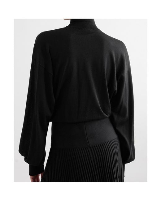 Alaïa Black Turtleneck Long-Sleeve Bodysuit