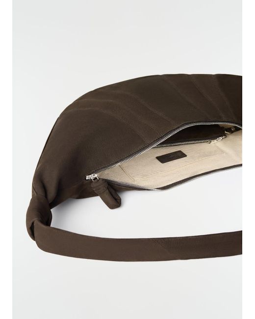 Lemaire Brown Large Croissant Panelled Leather Shoulder Bag for men