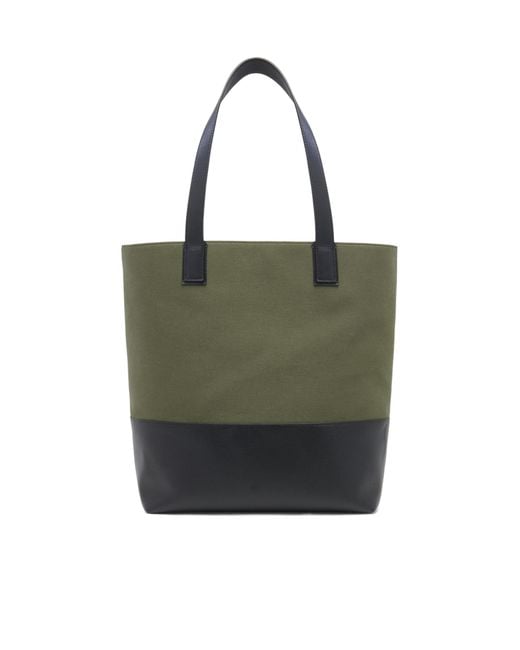 McQueen Green T-Bar Two-Toned Tote Bag for men